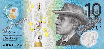Banknot 10 AUD – dolary australijskie, kantor w centrum Warszawy
